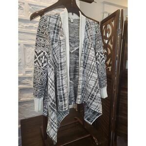 Anthropologie Tiny Cardigan Large Mazarine Cream & Black Draped Sweater Size S